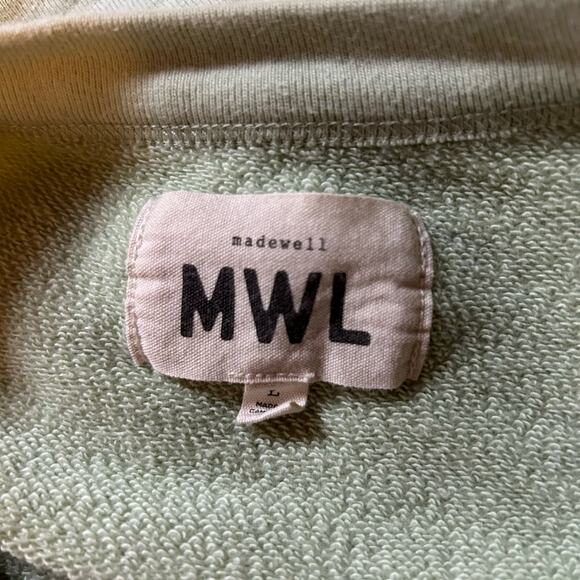 Madewell MWL Oversized Raglan Crew Sweatshirt Size Large Colorblock Green White - Picture 3 of 4